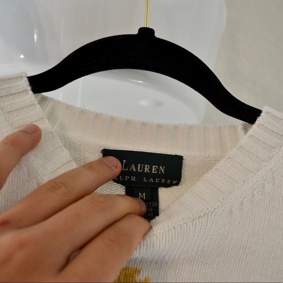 Vintage 90s Ralph Lauren crest knit sweater - Picture 3 of 3